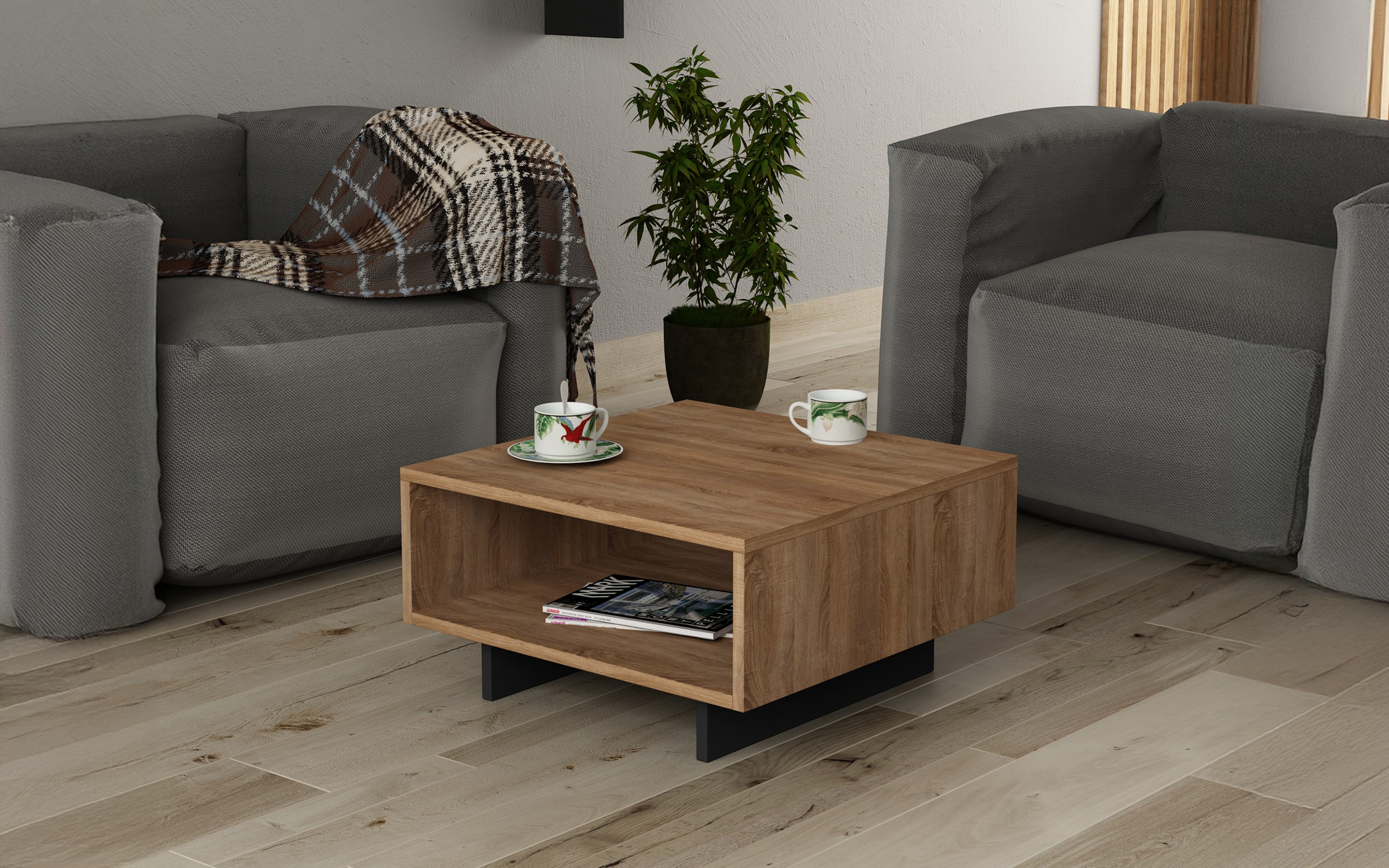 Masuta de cafea Holi, stejar + antracit  1